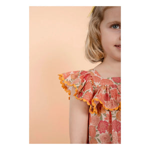 Loir - Paz Floral Organic Cotton Dress | Coral