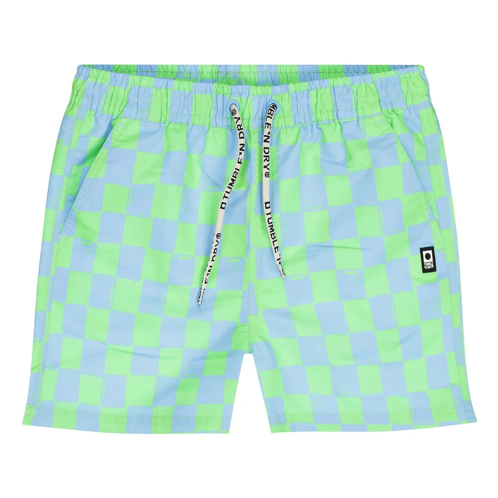 Tumble N'Dry - Manaus Check Recycled Fiber Swimsuit Shorts | Turquoise