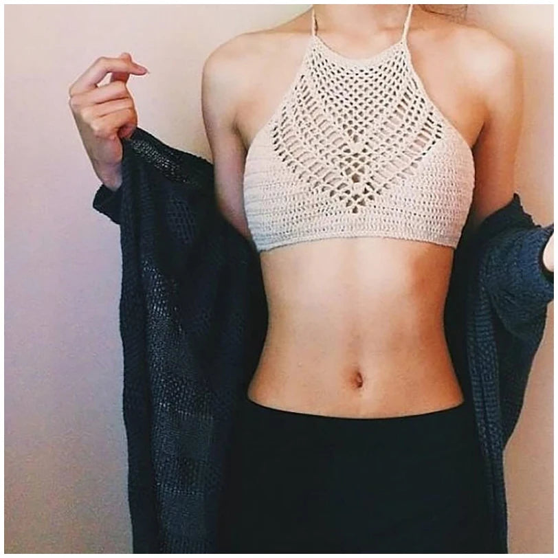 Jesminda - Örme Haki Üçgen Seksi Bikini Üstü