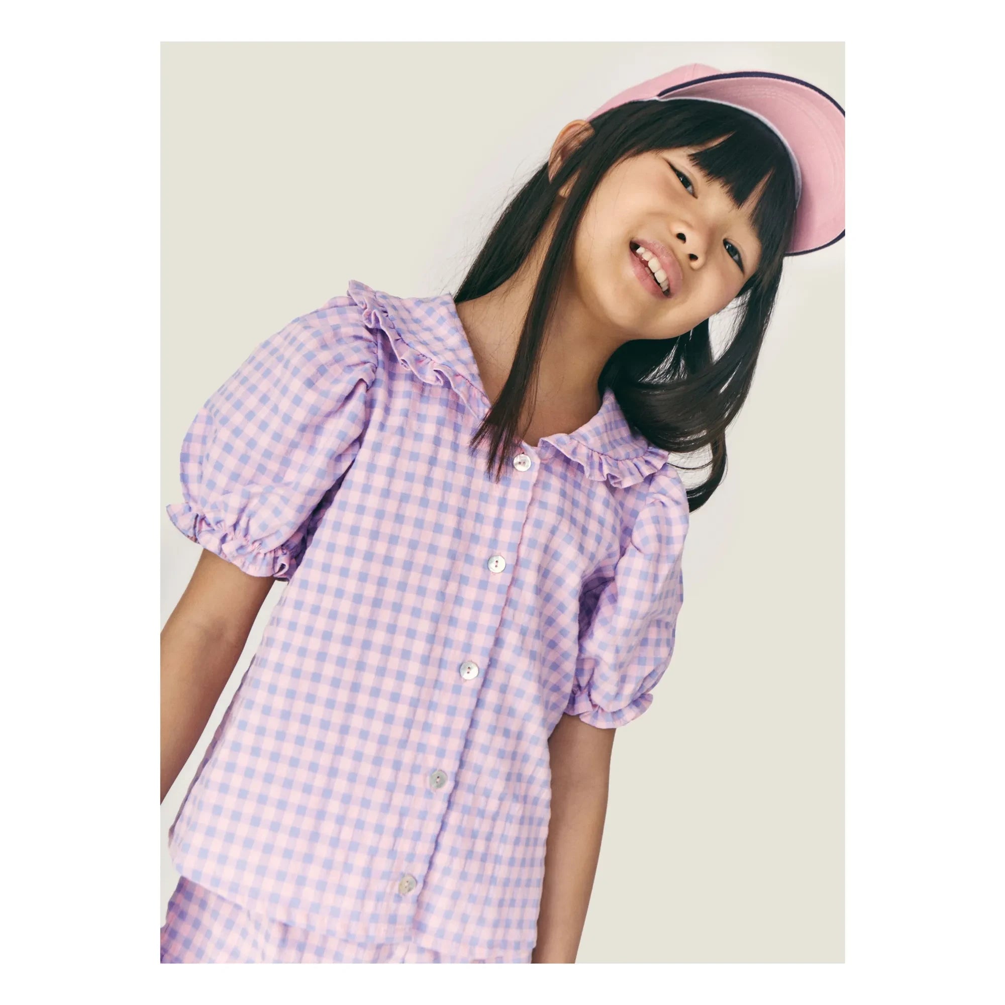 Mipounet - Olie Vichy Blouse, Claudine Collar | Lilac