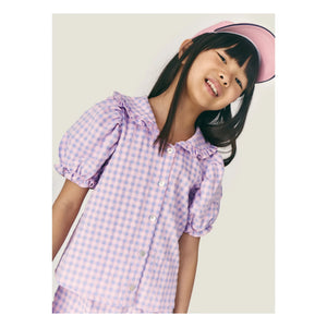 Mipounet - Olie Vichy Blouse, Claudine Collar | Lilac