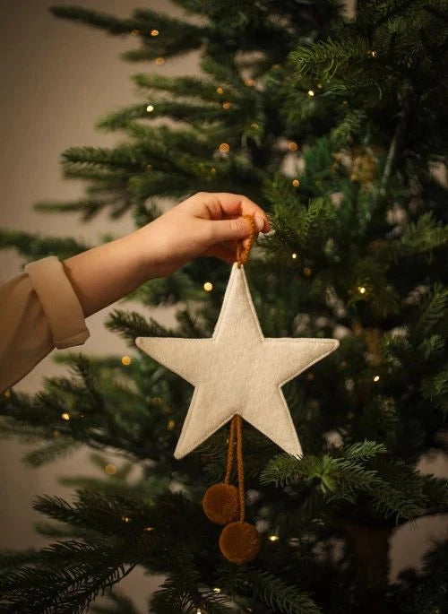 Muskhane - Felt Star Christmas Ornament | Ecru