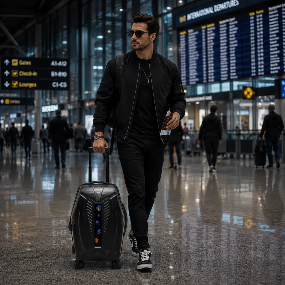 iPixi - Galaxy Voyager LED Ekranlı Akıllı Siyah Valiz