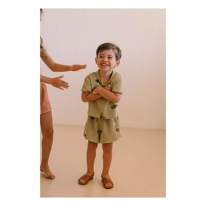 Studio Bohème - Georgy Watermelon Organic Cotton Towel Shorts | Khaki