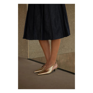Lachoix - Metallic High Heel Open Back Shoe | Gold