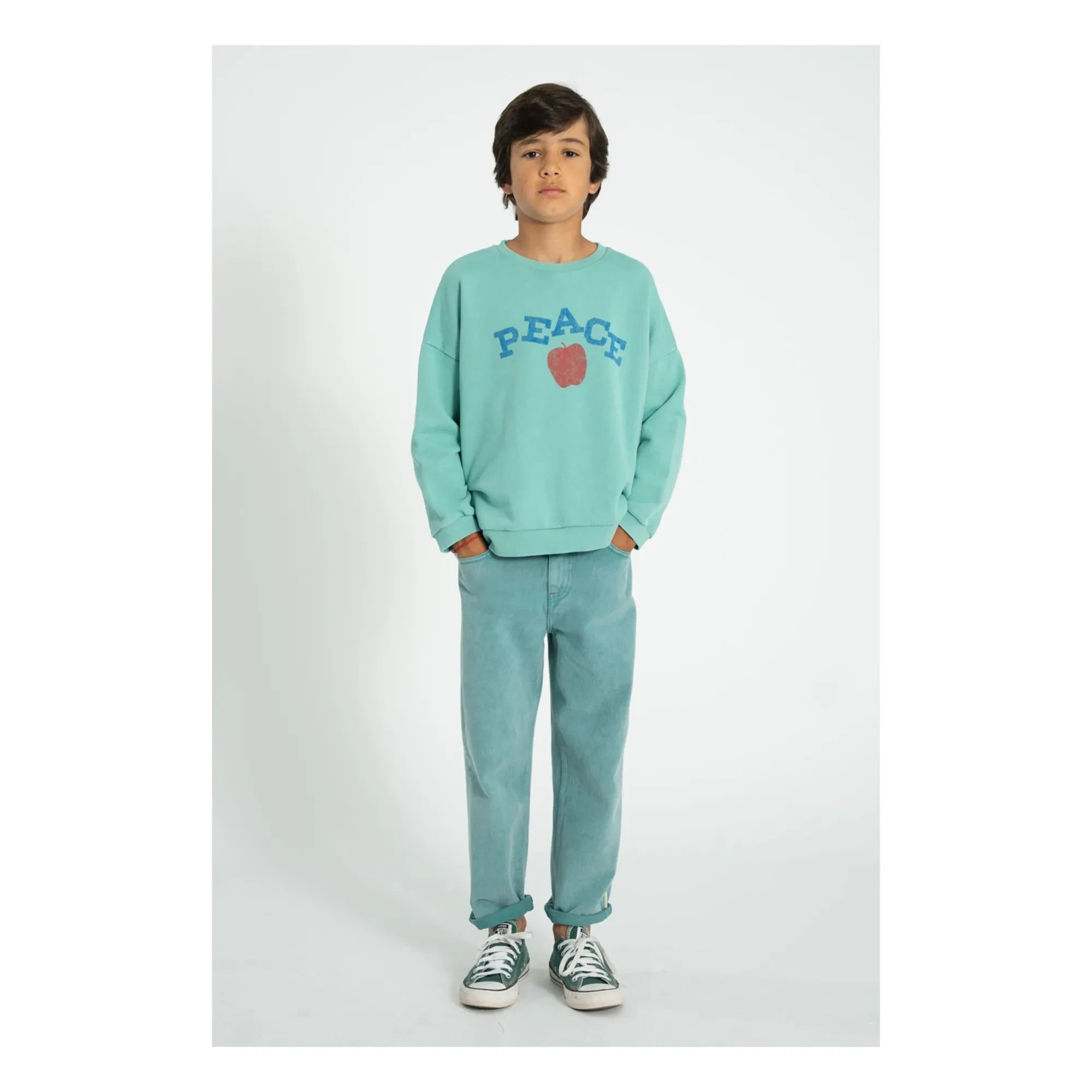 Piupiuchick - Peace organik pamuk sweatshirt | Turkuaz
