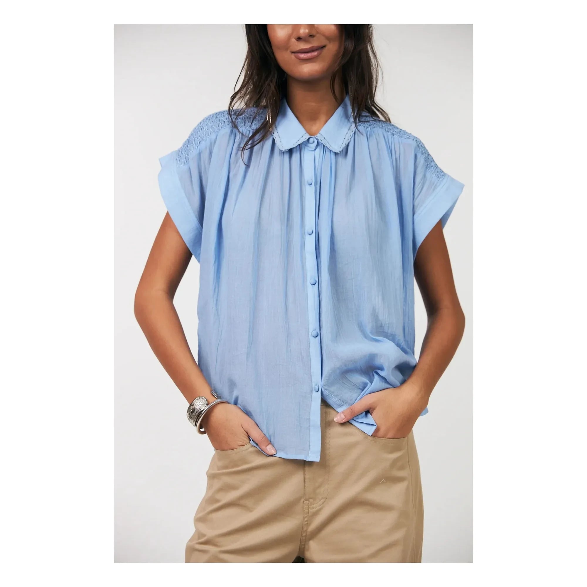 Lollys Laundry - Badal Cotton Blouse | Blue