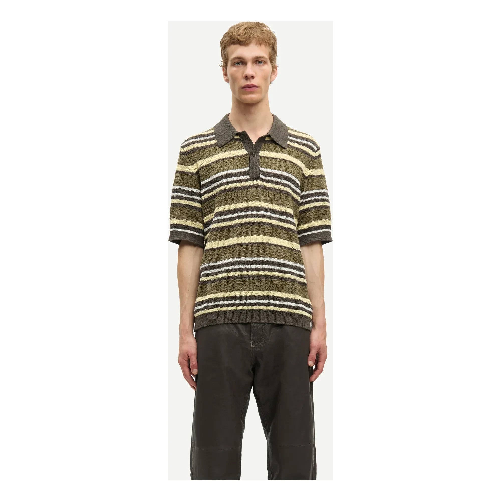 Samsoe Samsoe - Samarco Striped Knitted Polo | Khaki
