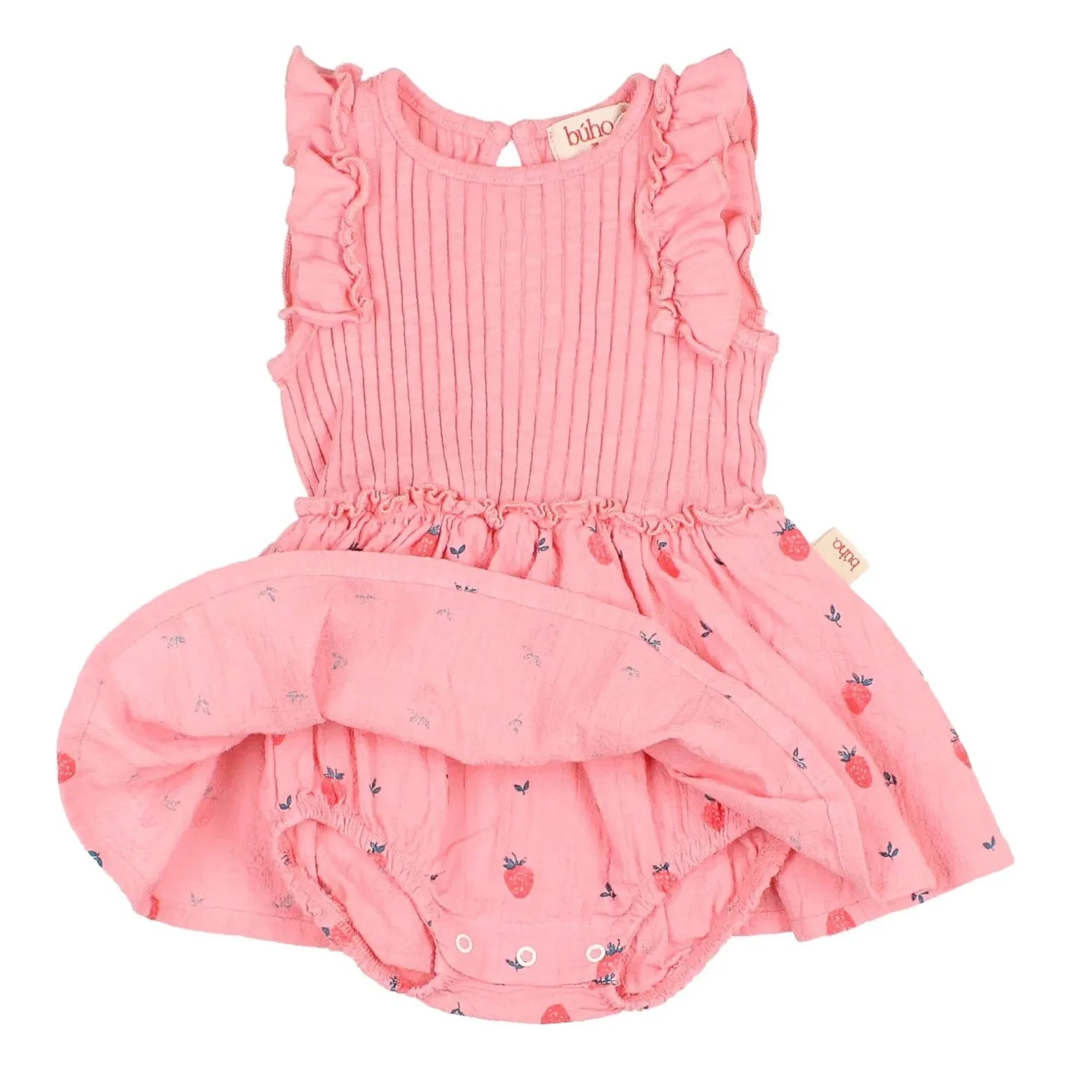 Búho - Ribbed Body Dress Strawberry Organic Cotton | Soft Pink