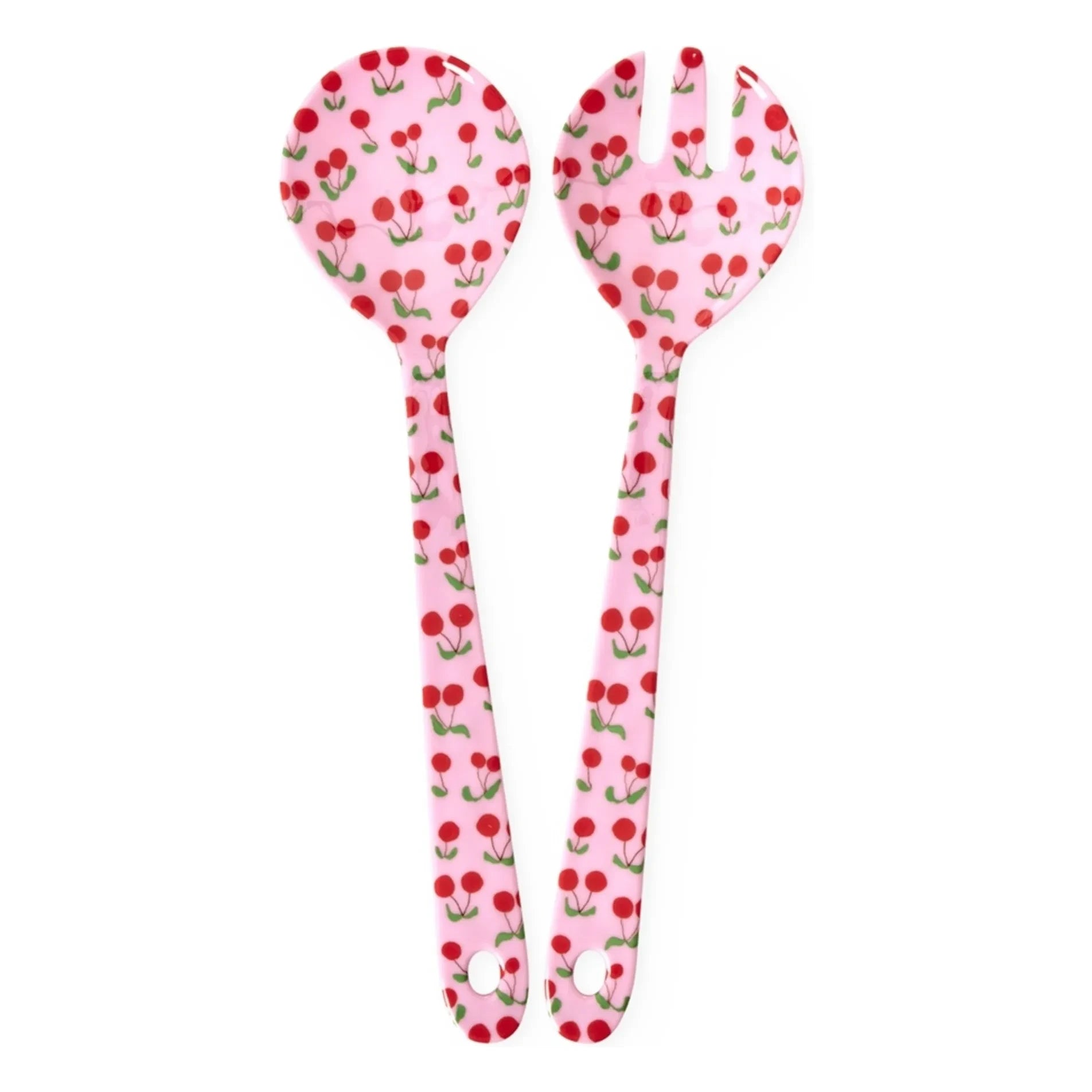 Rice - Cherry Melamine Salad Serving Set | Pink