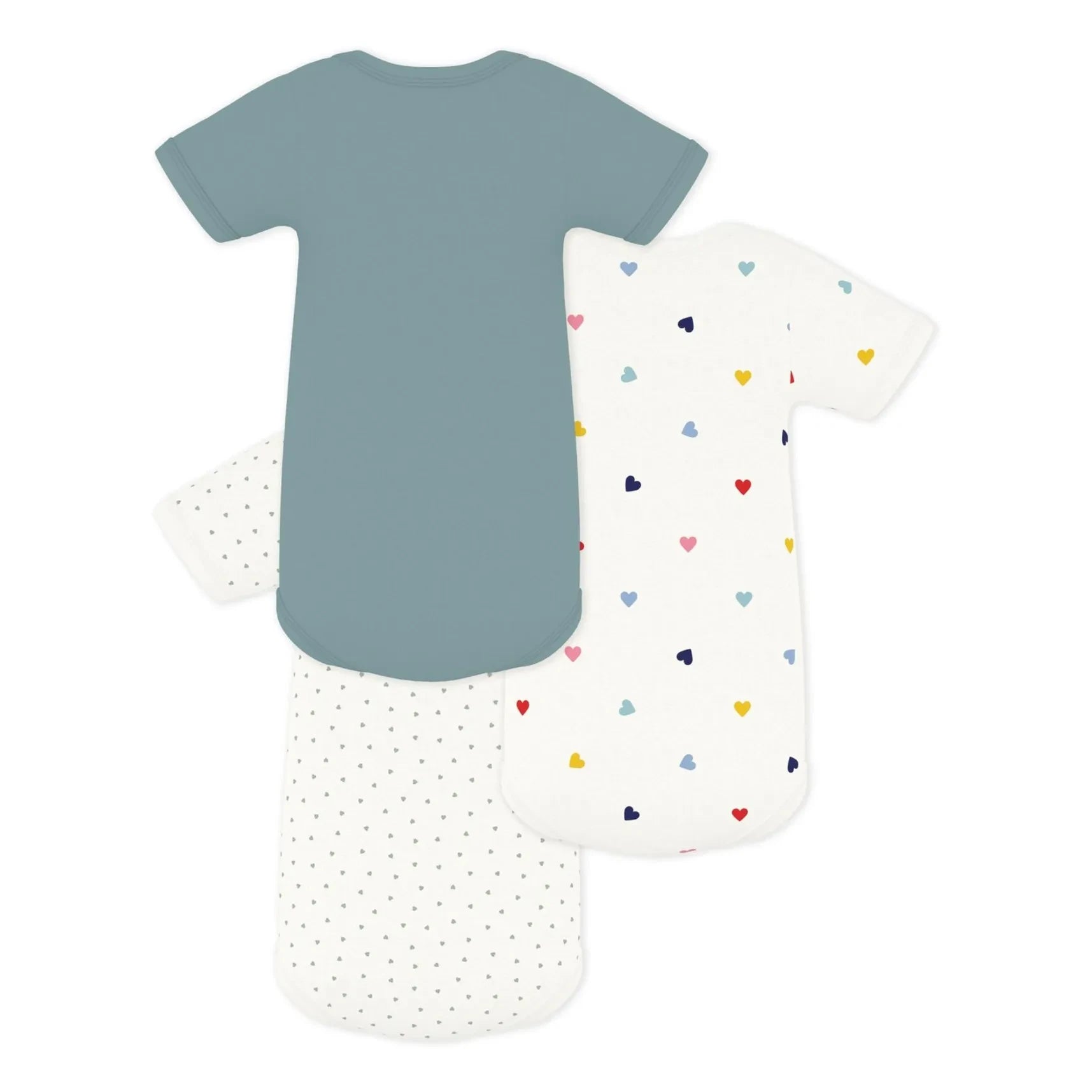 Petit Bateau - 3-piece Organic Cotton Heart Bodysuit Set | Blue