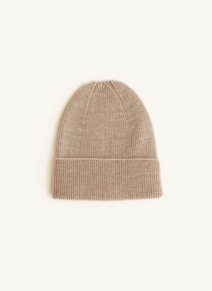 Hvid - Fonzie Merino Wool Baby Beanie | Sand
