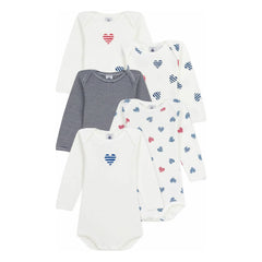 Petit Bateau - 5 Heart Organic Cotton Romper | White