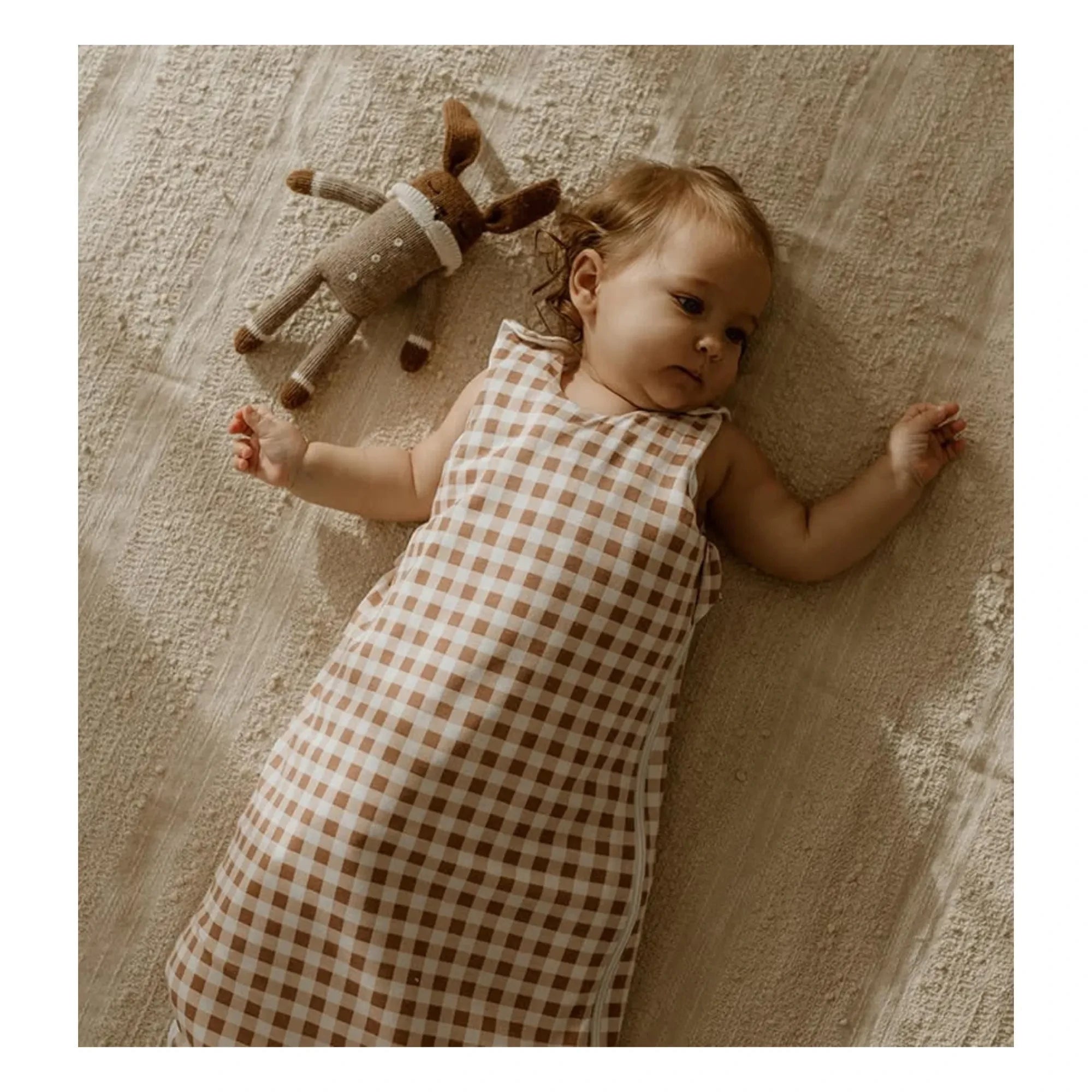 Les Petites Billes - Vichy multi-season reversible sleeping bag | Terracotta
