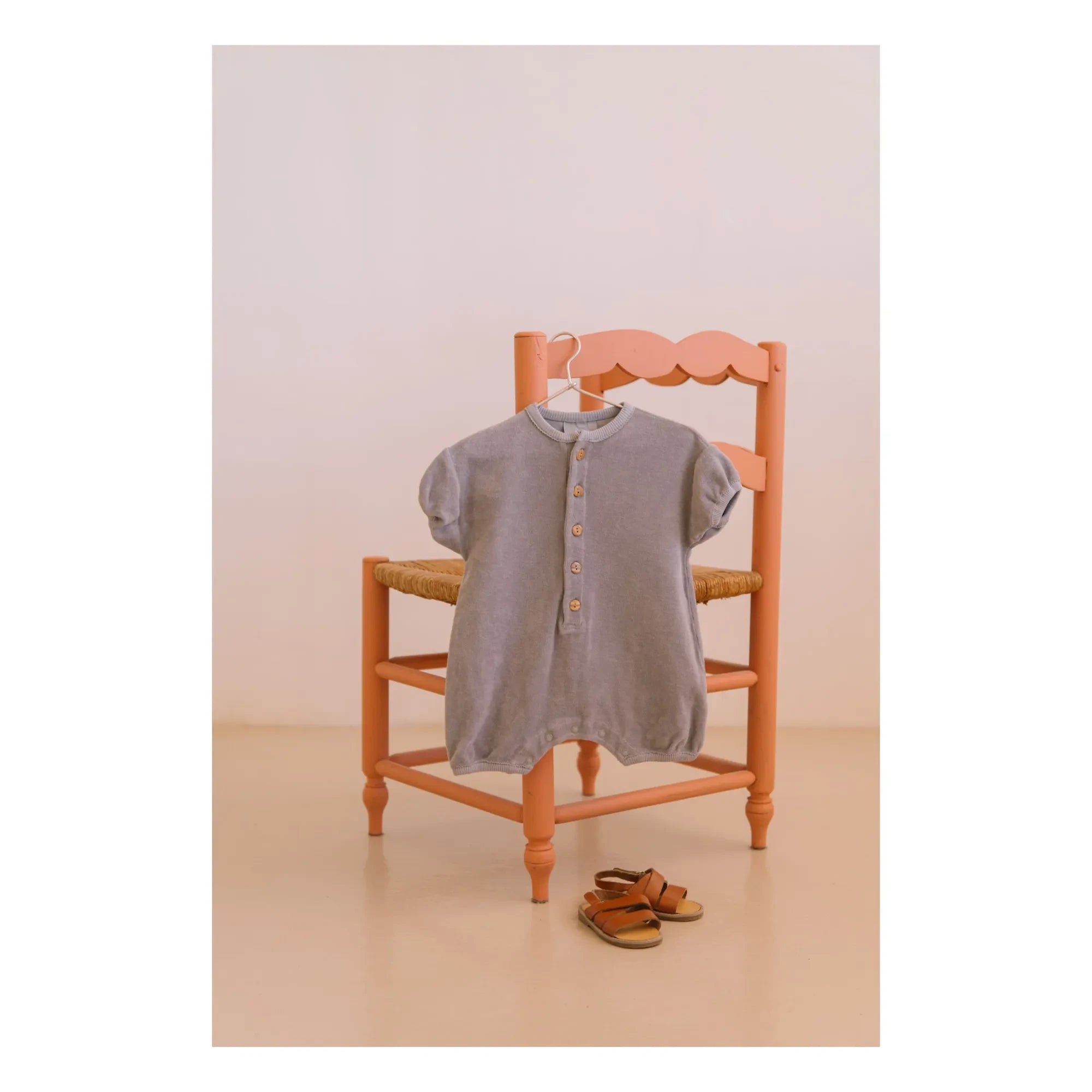 Studio Bohème - Bebecito Organic Cotton Towel Fabric Romper Shorts | Gray