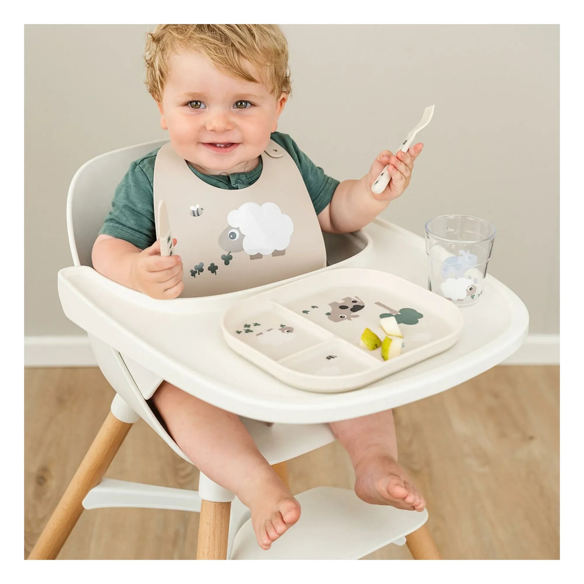 Done by Deer - Tiny Farm Divided Plate | Sand
