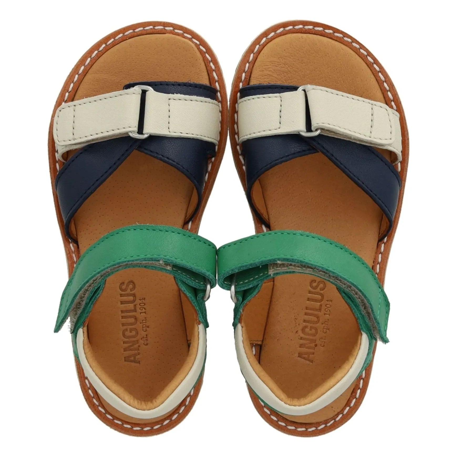 Angulus - Double Striped Sandals | Meadow Green