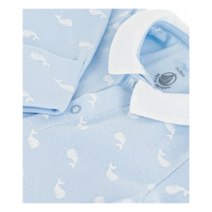 Petit Bateau - Dors Bien Baleines Organic Cotton Pajamas | Light Blue