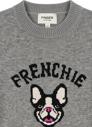 Finger in the nose - Sally Frenchie Merino Wool Sweater | Grey Melange