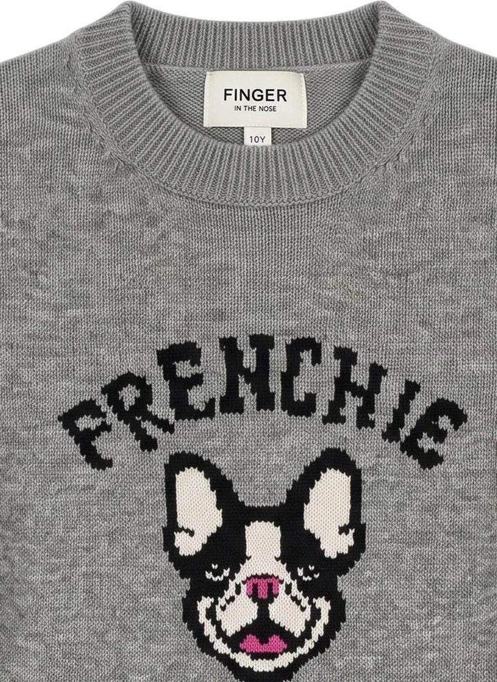 Finger in the nose - Sally Frenchie Merino Wool Sweater | Grey Melange