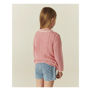 Copenhagen Colors - Organic Cotton Crochet Cardigan | Soft Pink