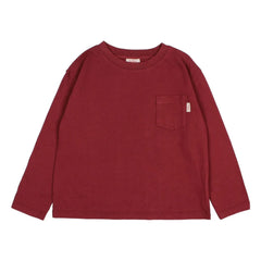 Búho - Organik pamuk cep detaylı T-shirt | Bordo