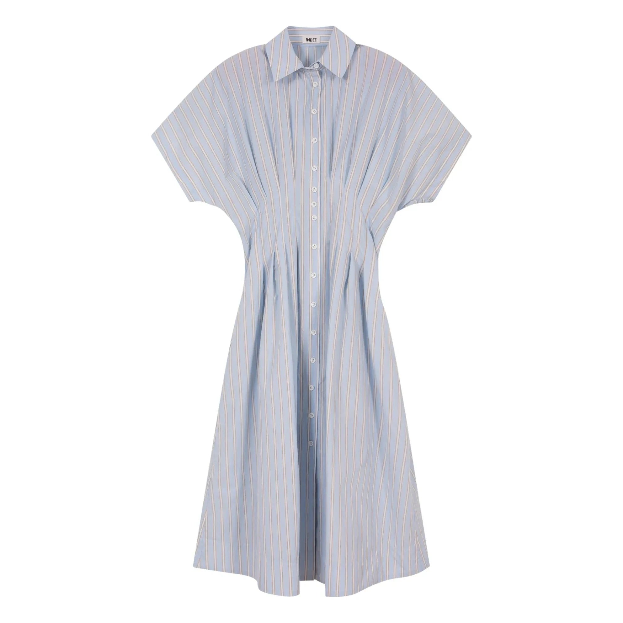 Indee - Striped Valois Shirt Dress | Light Blue