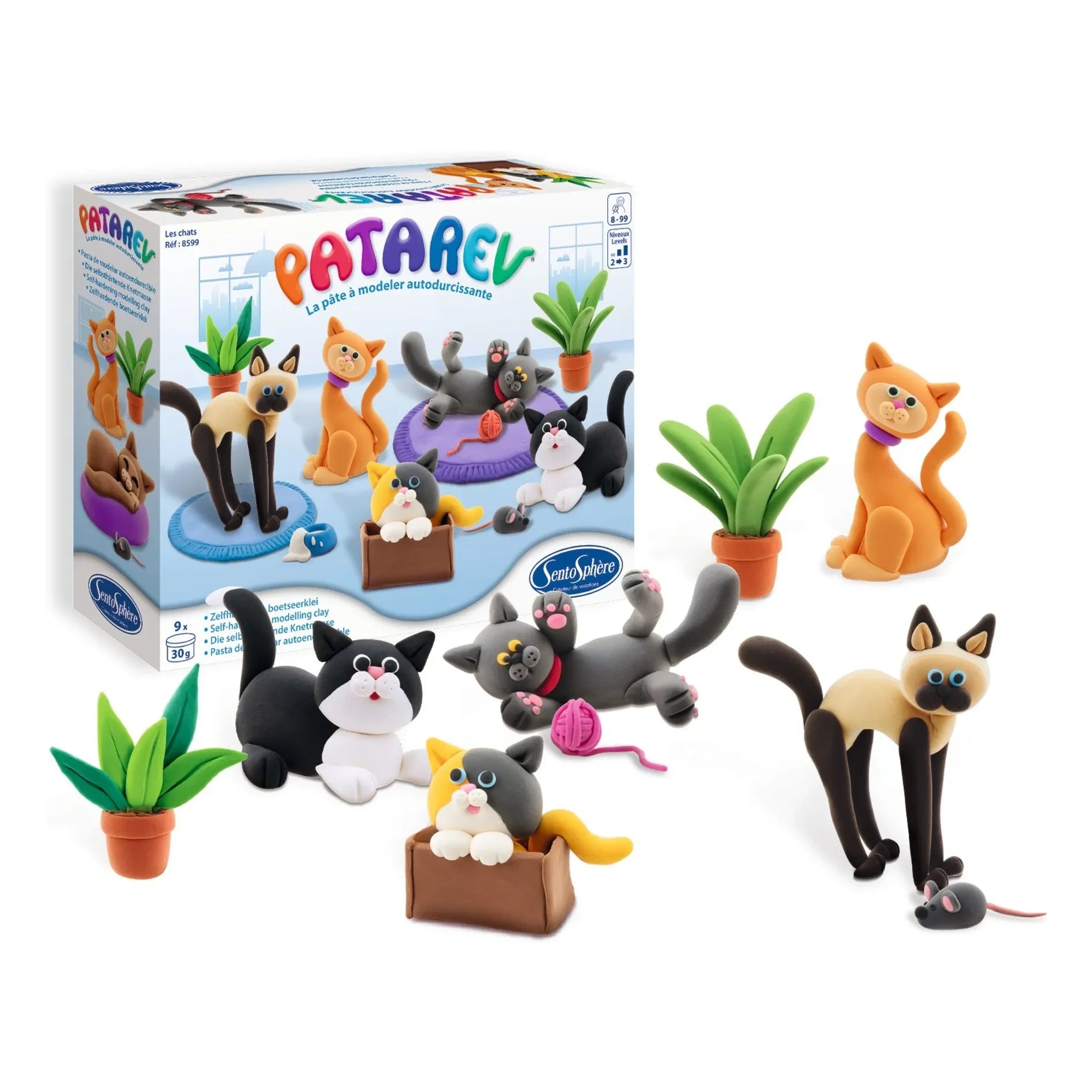 Sentosphère - Patarev Les Chats kendi kendine sertleşen modelleme kili