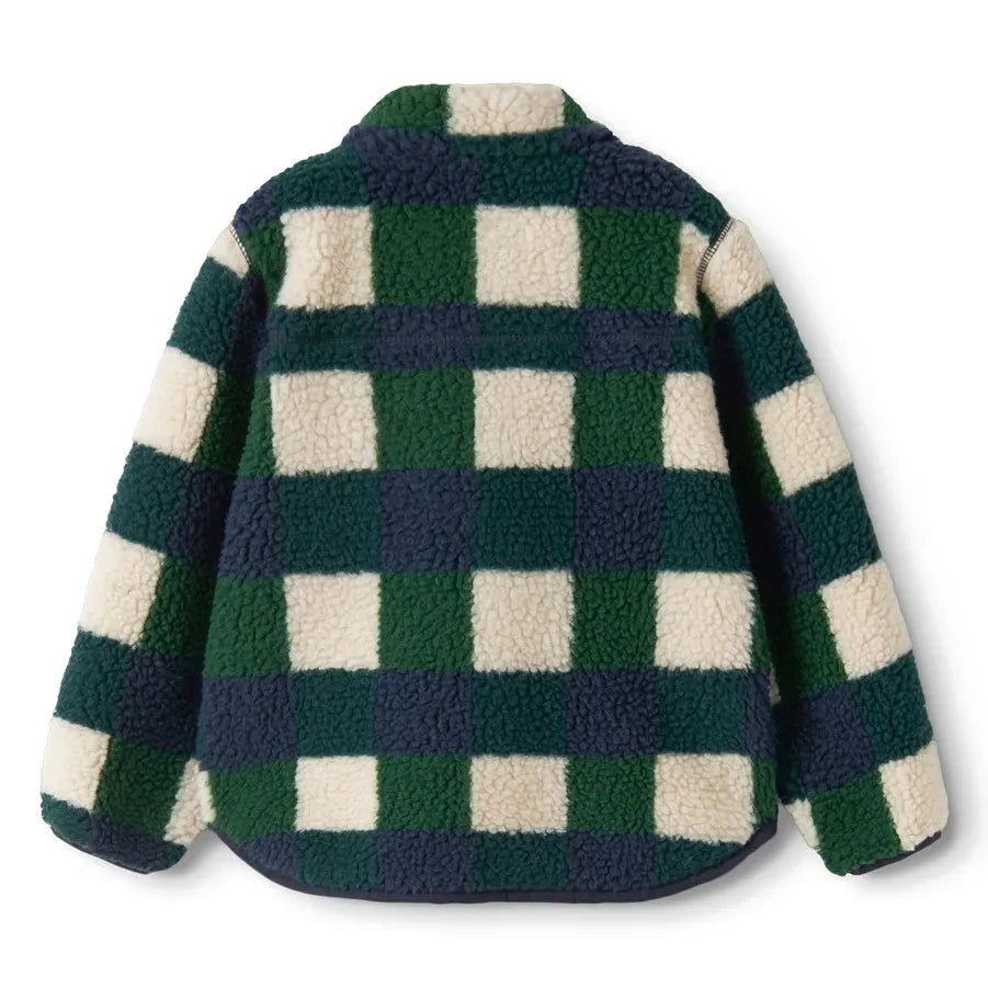 Liewood - Nolan Checked Sherpa-Style Jacket, Made from Recycled Fibers | Navy