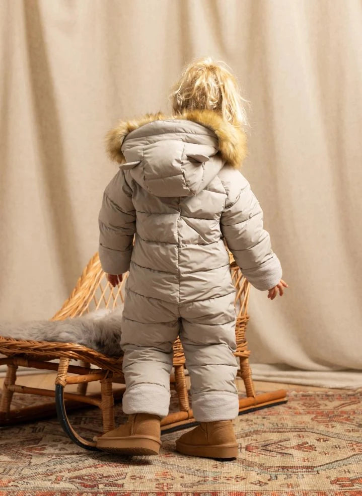 Töastie - Waterproof Faux Fur Hooded Cloud Jacket Made from Recycled Fibers | Blanc/Écru