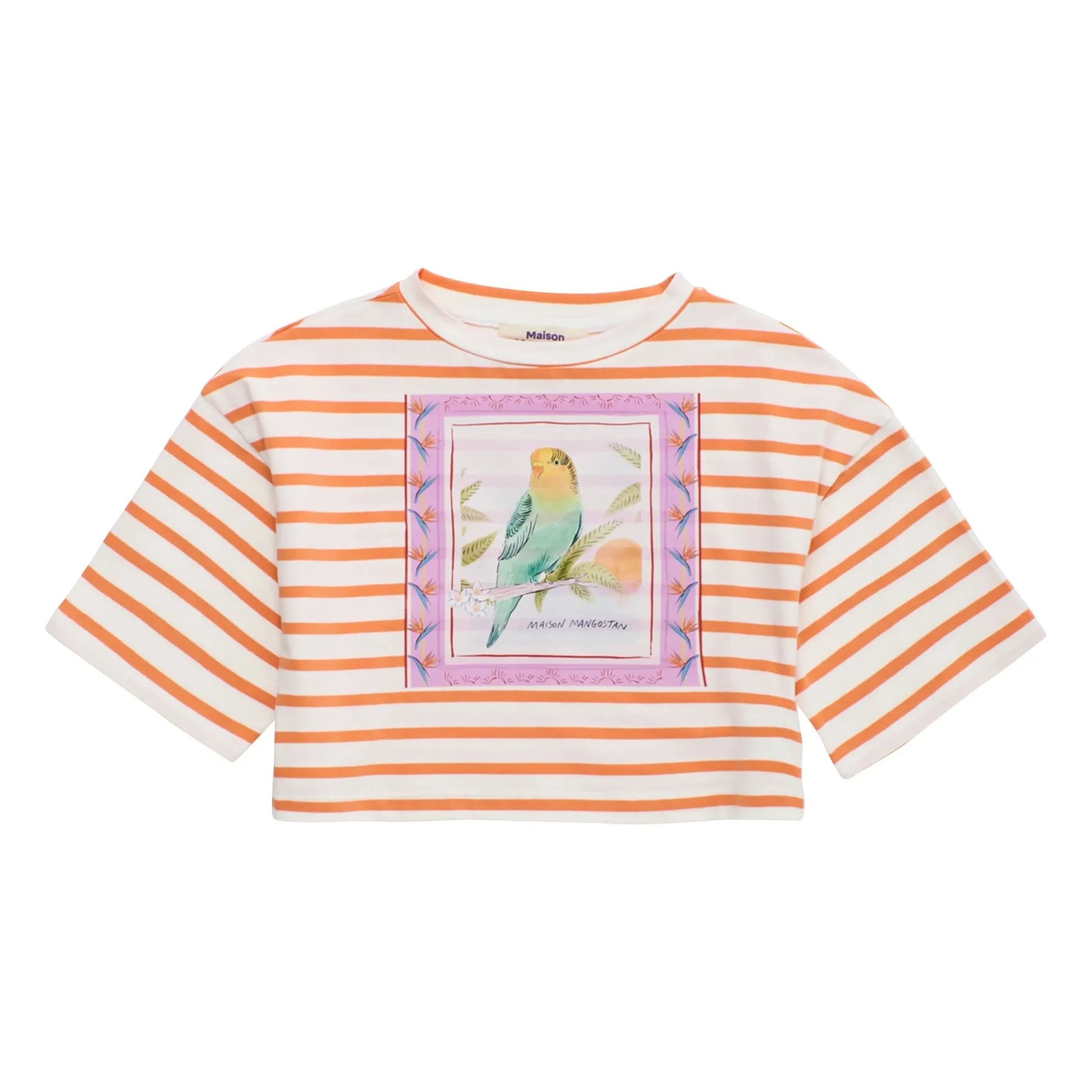 Maison Mangostan - Striped Crop T-Shirt | Orange