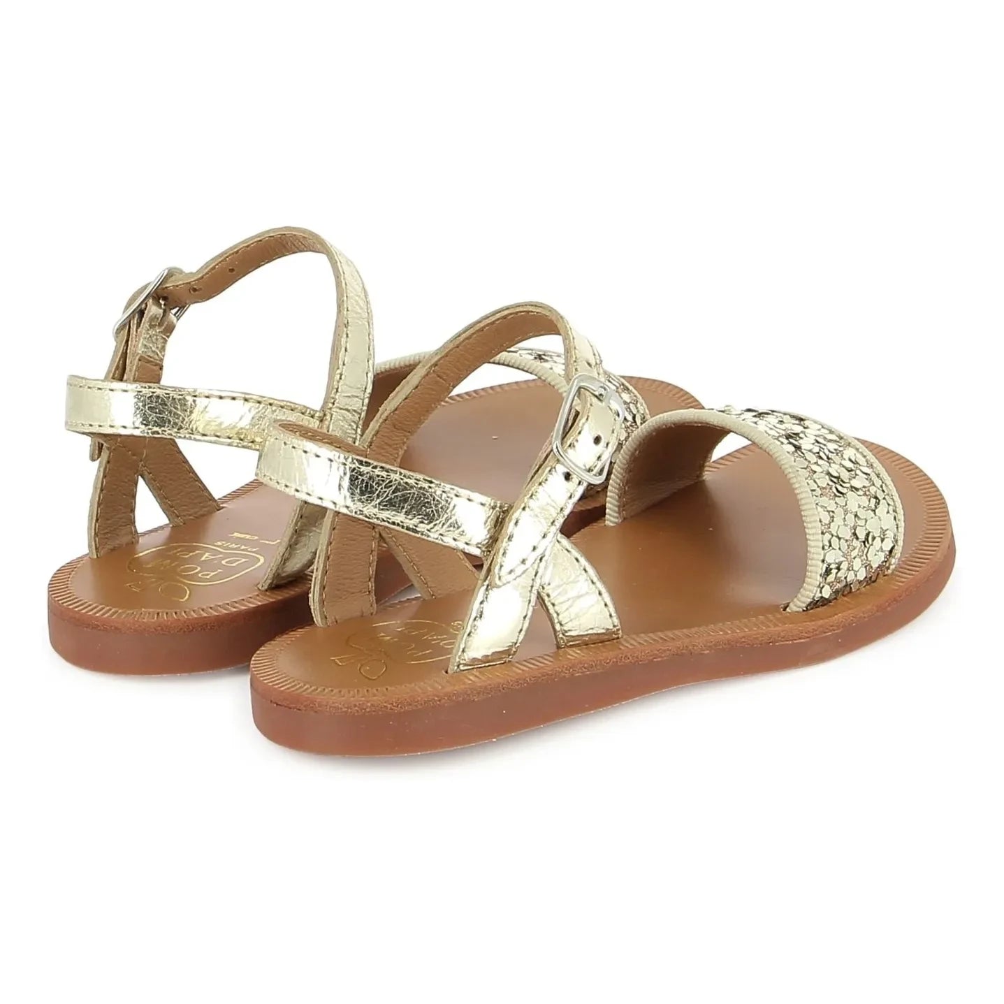 Pom d'Api - Plagette Buckle Glitter Sandals | Gold