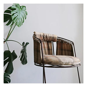 Honoré - Palmer Chair, Checked Velvet | Caramel
