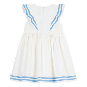 Petit Bateau - Organic Cotton Poplin Ruffled Dress | White