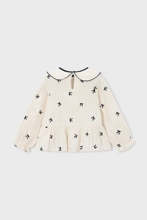 Mayoral cotton girls' ruffled blouse