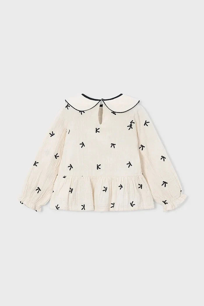 Mayoral cotton girls' ruffled blouse