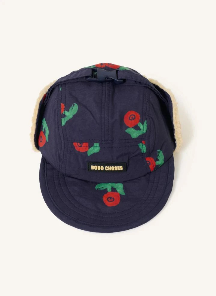 Bobo Choses - Flowered Sherpa Hat Recycled Fibers | Navy