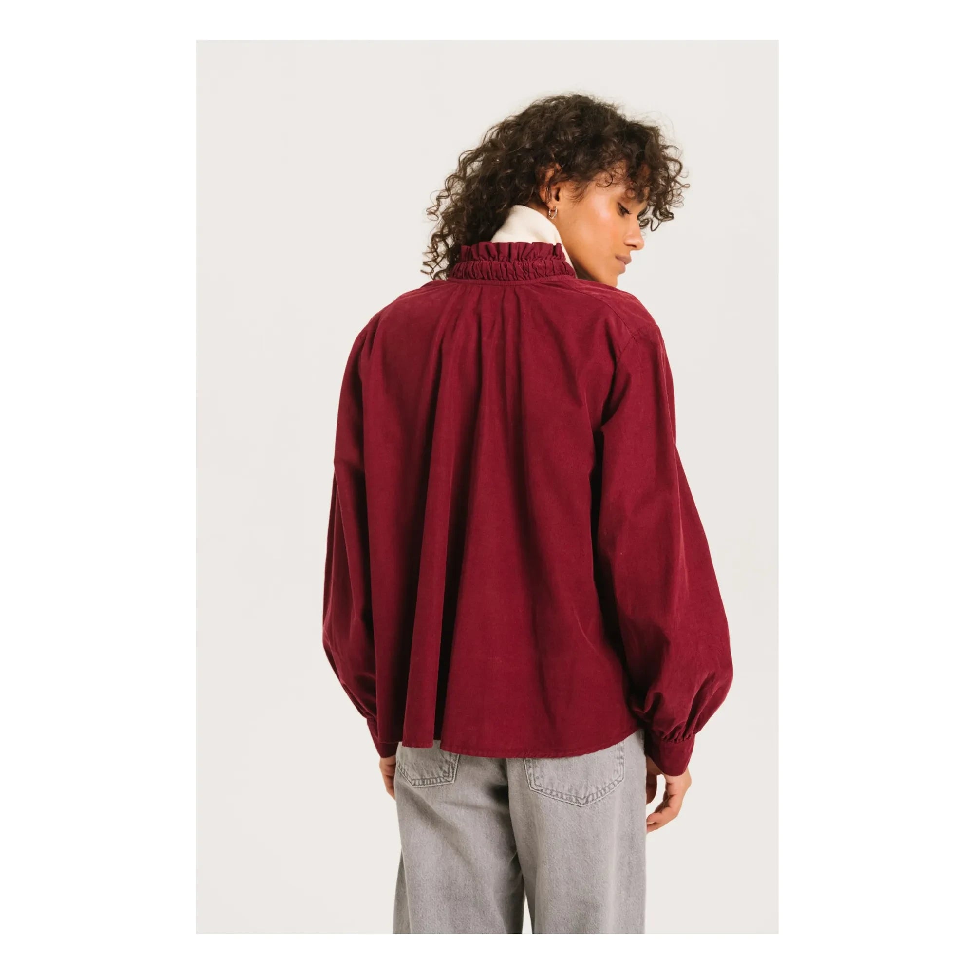 Sacrécoeur - Soline Kadife Bluz | Bordo