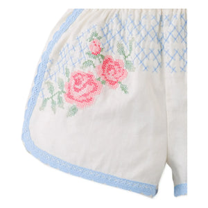 Gingersnaps - Nelly Lace-Detail Linen Shorts | Off-White