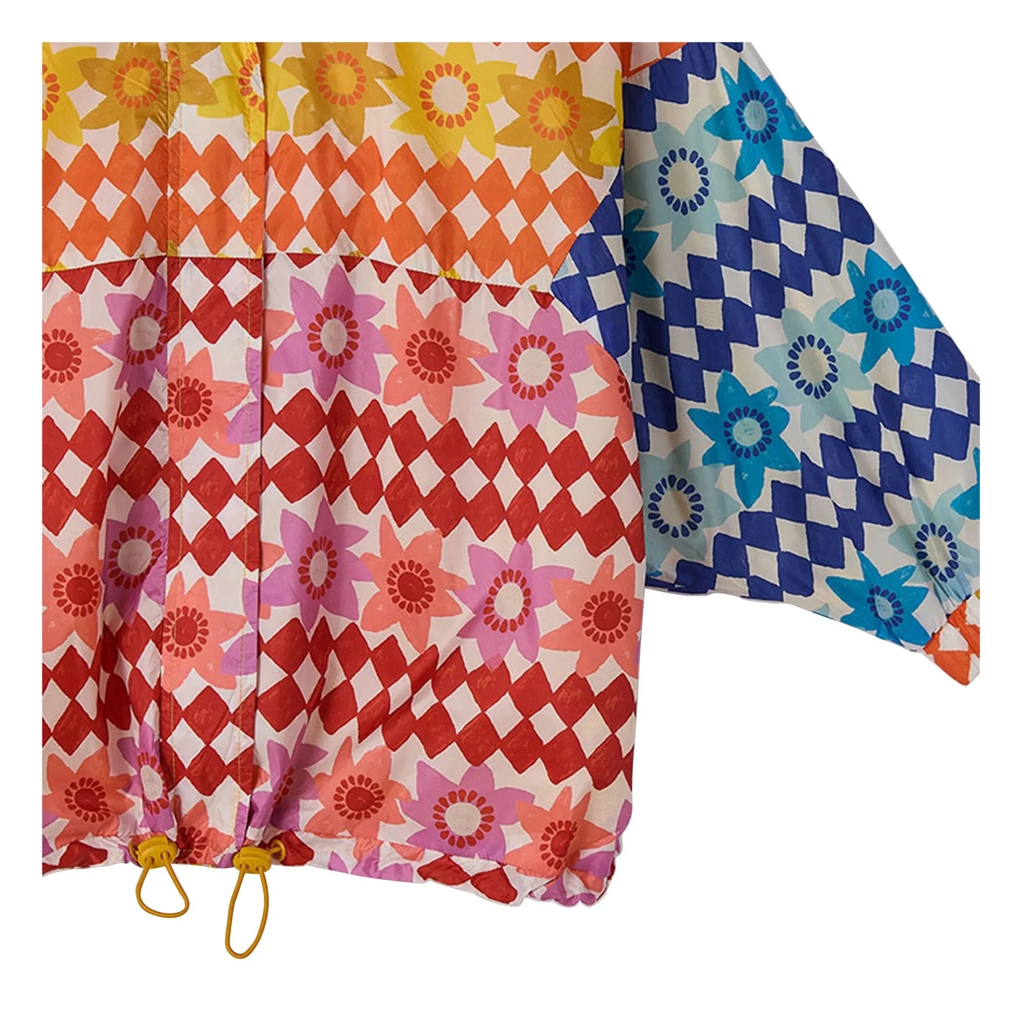 Fabula - Damier Fleurs Windbreaker | Orange