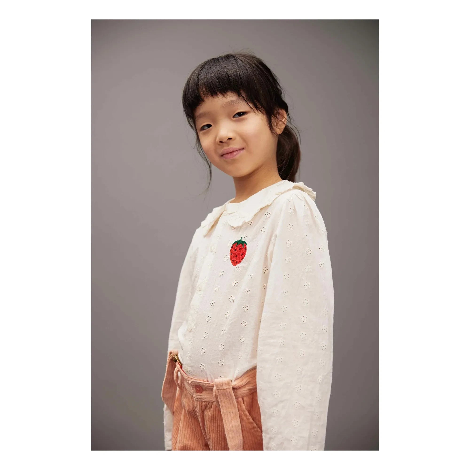 Mini Rodini - Strawberry Organic Cotton Blouse | White