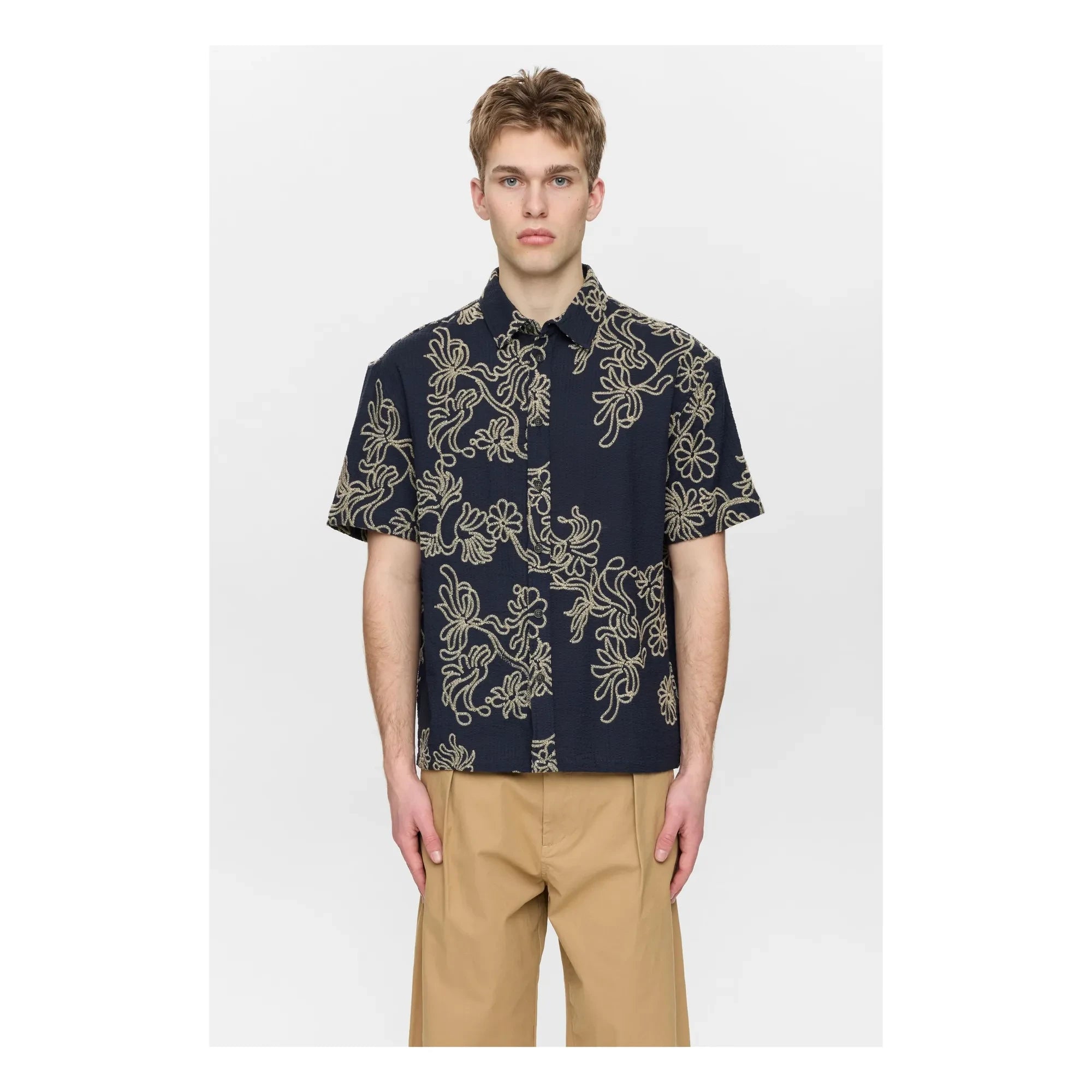Anerkjendt - Akotto Embroidered Shirt | Dark Blue