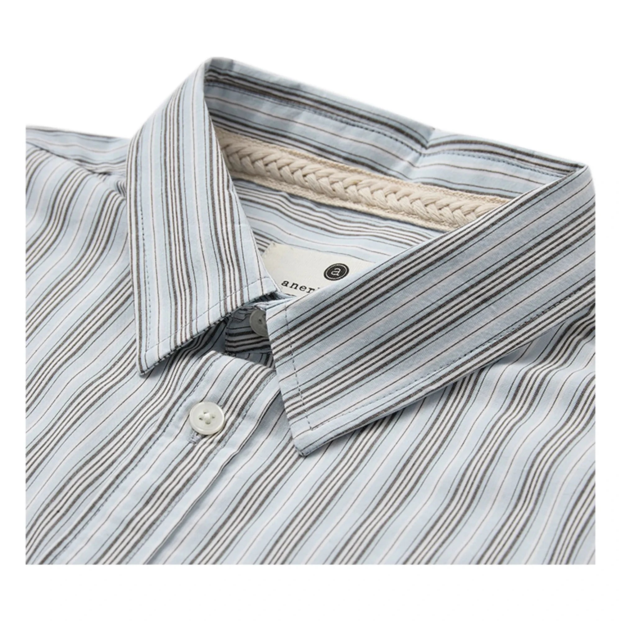 Anerkjendt - Akotto Striped Poplin Shirt | Light Blue