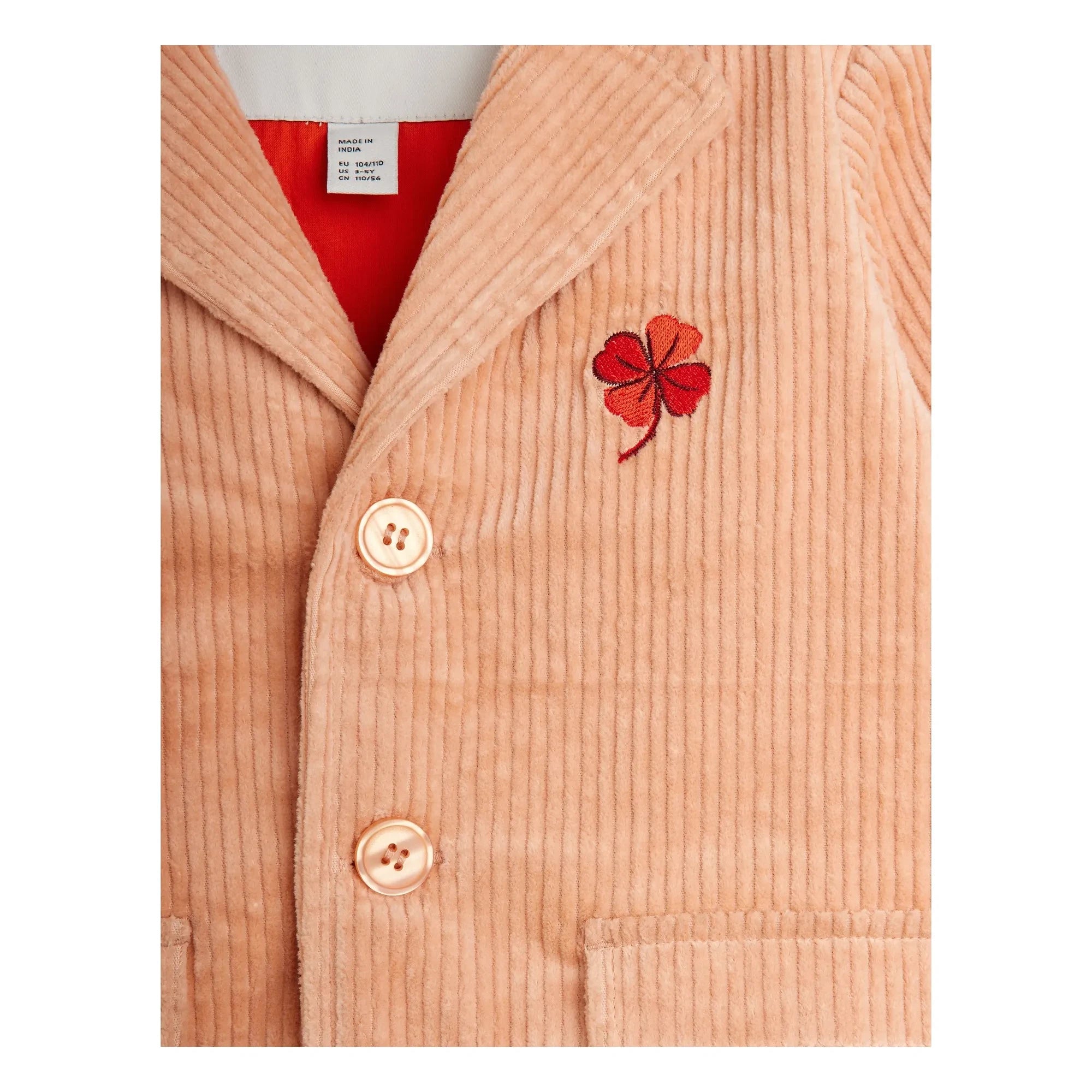 Mini Rodini - Clover Velvet Jacket | Coral