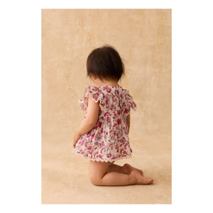 Louise Misha - Lena Fleurie Organic Cotton Romper Dress | Cream