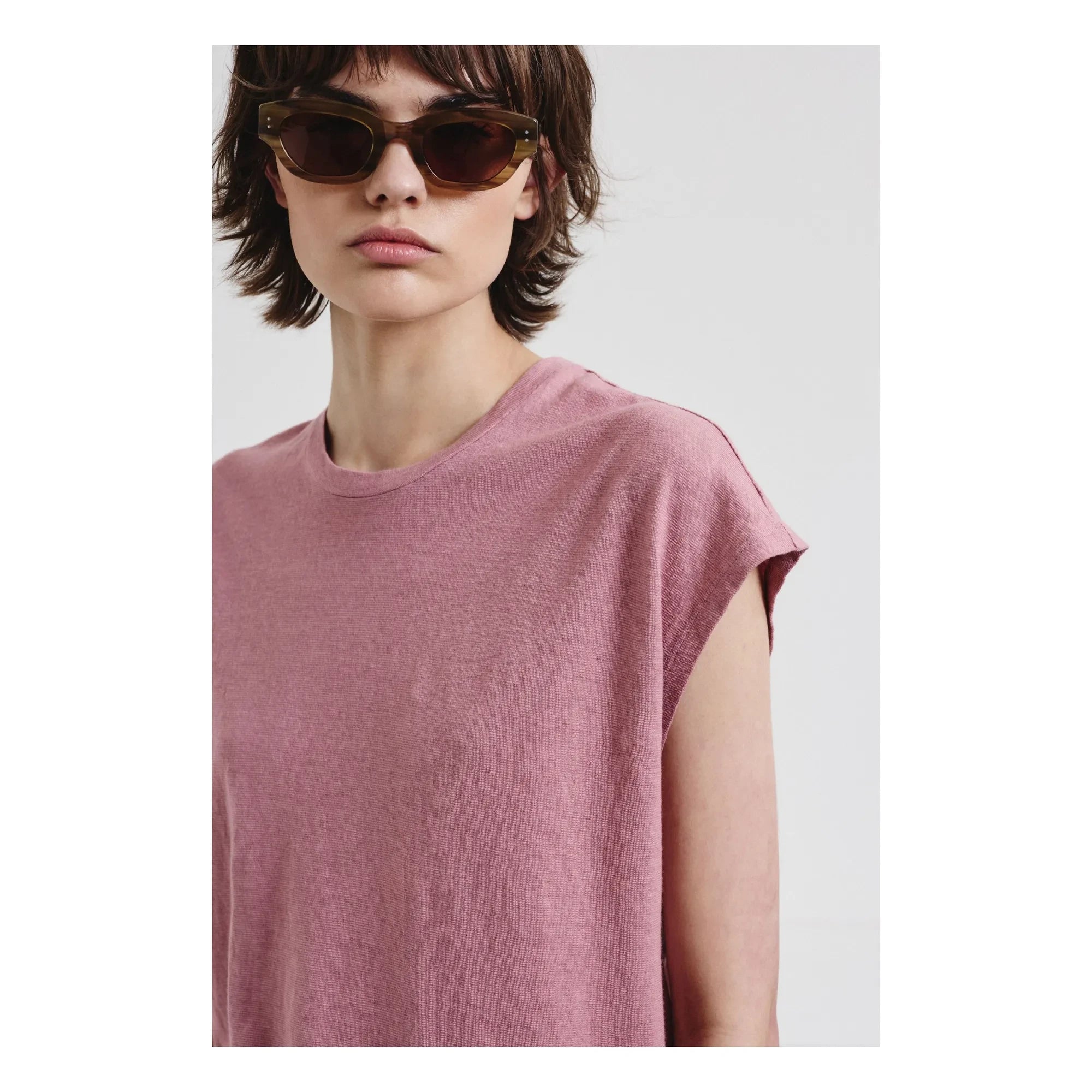 Pomandère - Pamuk ve Keten Jersey Tişört | Mauve