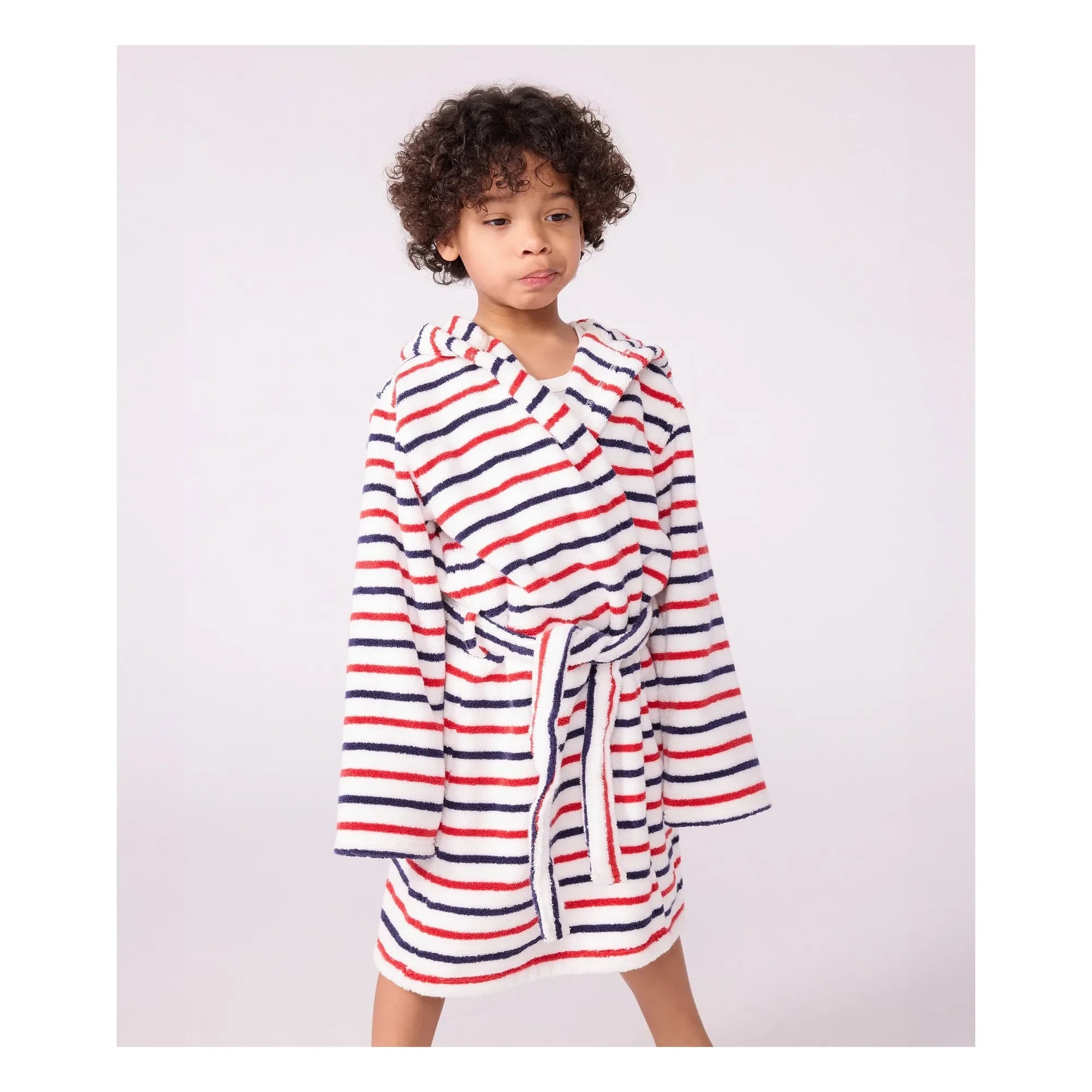 Petit Bateau - Striped Bathrobe | White