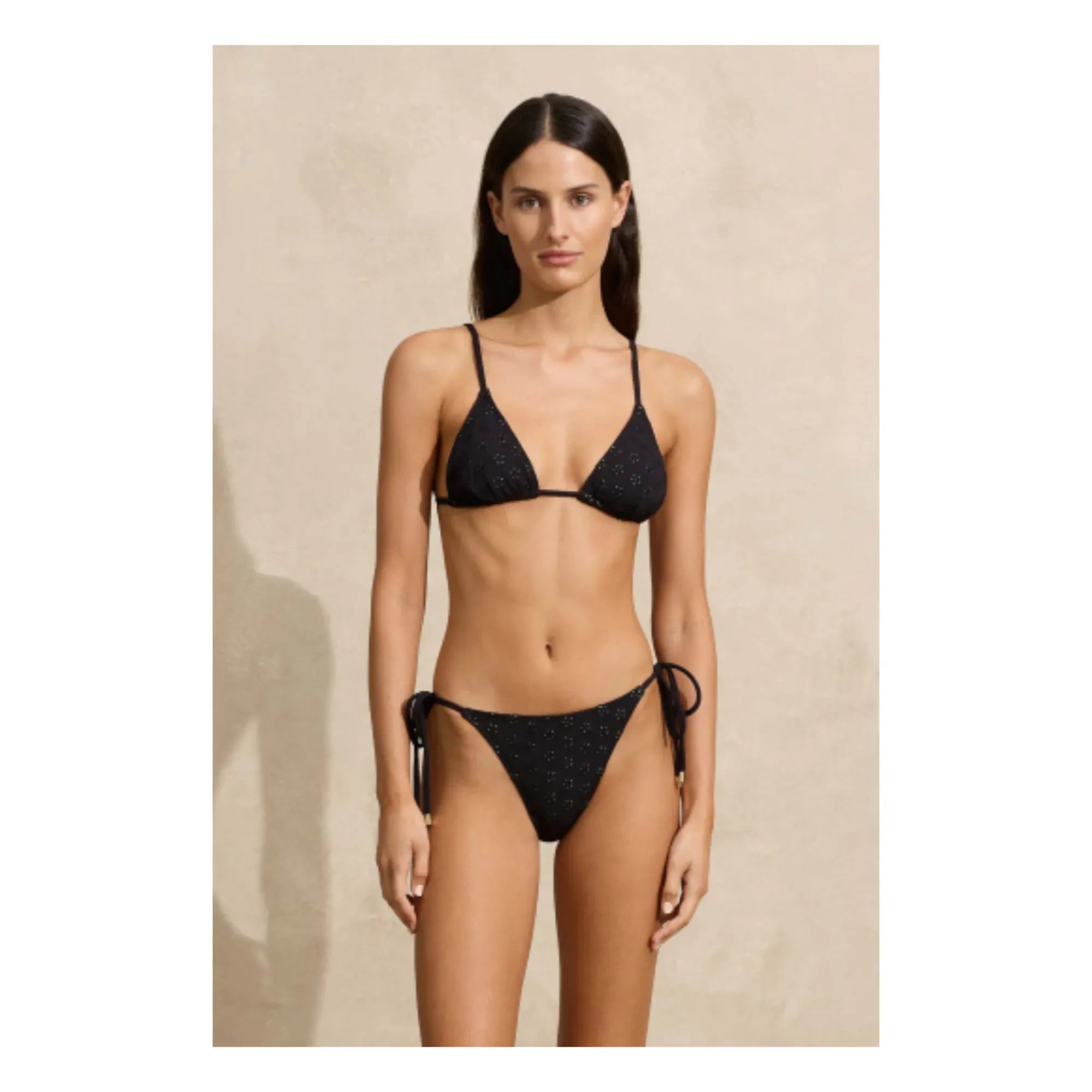 Peony - Embroidered Tanga Brief | Black