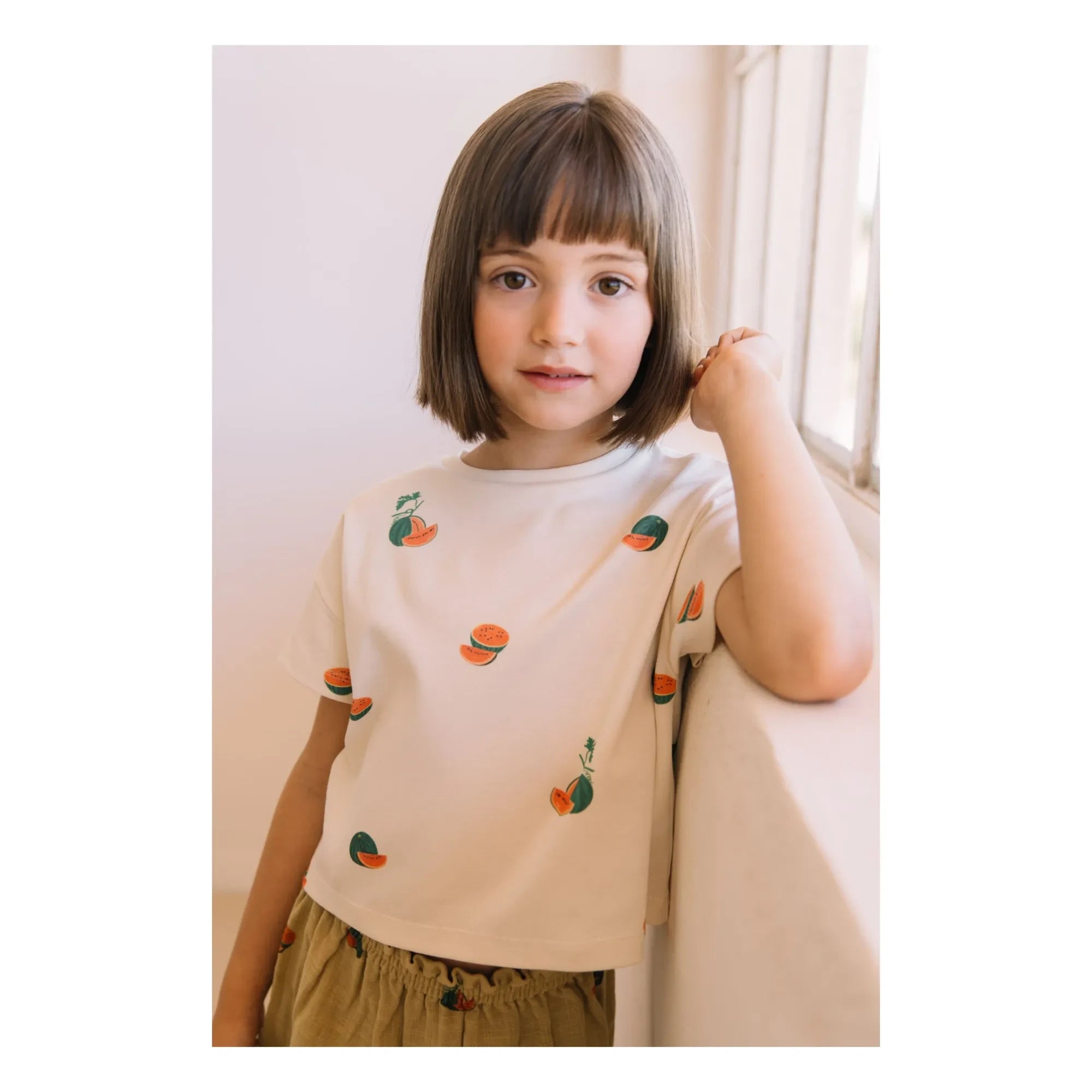 Studio Bohème - Crop Flow T-Shirt Watermelon Organic Cotton | Ecru