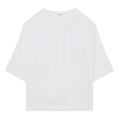 Pomandère - Cotton Poplin Short Sleeve Blouse | White